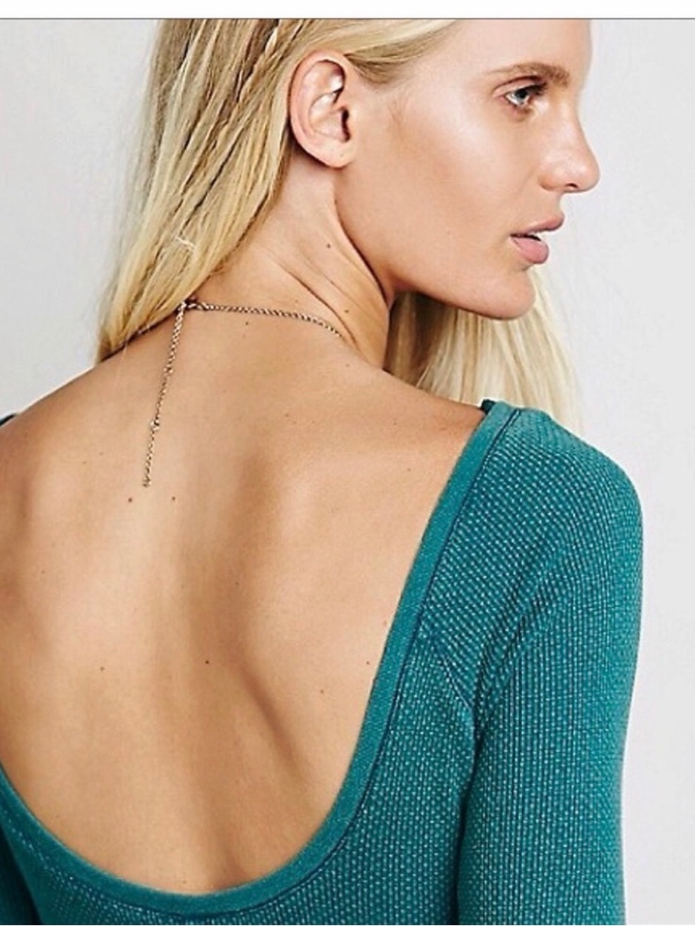 Free People Newbie Jade Bali Babe Cuff Thermal Top XS Scoop Fall Jade Granola - Picture 2 of 7